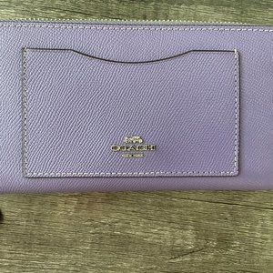 COACH leather accordion zip wallet light purple *AUTHENTIC*